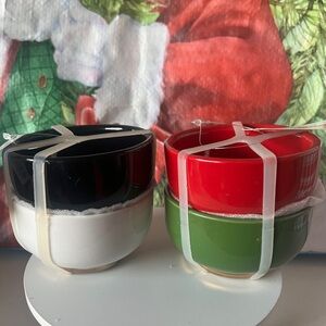 Target Bullseye Christmas Holiday Small Ceramic Bowls Red Green White NWT